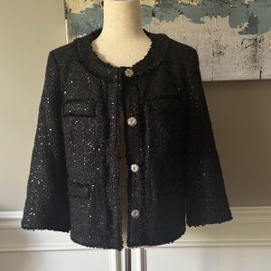 Michael Kors Elegant Black Tweed Jacket Size 14